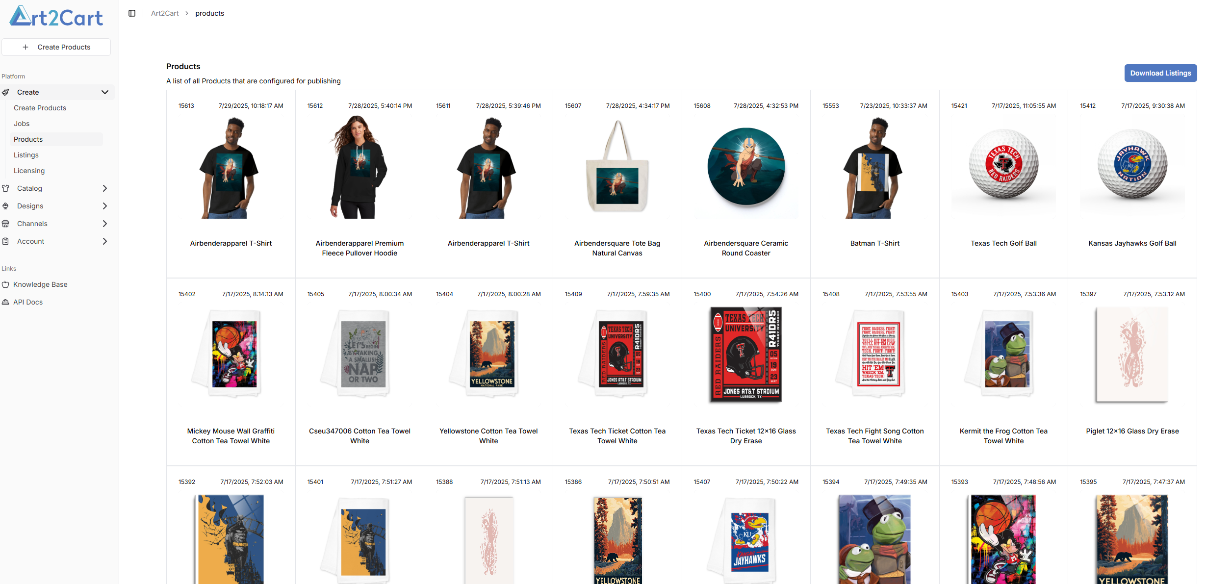 Art2Cart Product Output